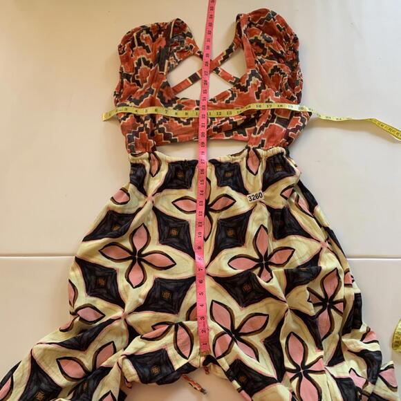 Free People Bali Golden Age Jumpsuit Sz L large Boho Wide-Leg Excellent - Picture 7 of 8